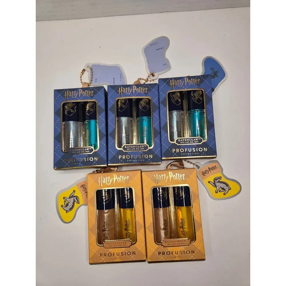 New Harry Potter Profusion Cosmetics Lip Oil Set Bundle - Ravenclaw & Hufflepuff